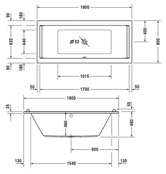 Ванна акрилова Duravit Starck 180x90 (700339000000000) 124190 фото