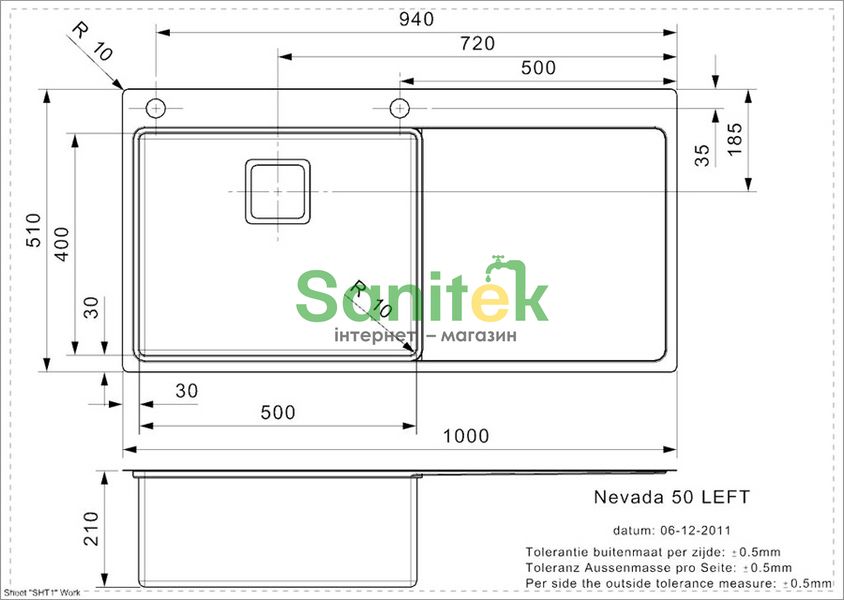 Кухонна мийка Reginox Nevada 50 F (полірована) ліва 271003 фото