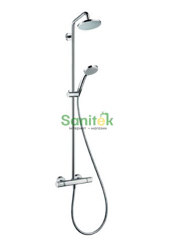 Душова система Hansgrohe Croma 160 1jet Showerpipe 27135000 з термостатом (хром) 92345 фото