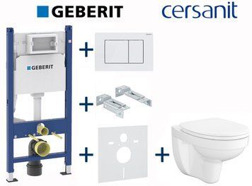Комплект инсталляции Geberit Duofix 458.126.00.1+115.137.11.1 с унитазом Cersanit Cersania Simple On с сиденьем Soft Closing 696795 фото