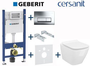 Комплект инсталляции Geberit Duofix 458.126.00.1+115.119.21.1 с унитазом Cersanit City Square Clean On с сиденьем Soft Closing 696853 фото