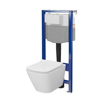 Комплект інсталяції Cersanit Aqua 50 C17 пневматика з унітазом City Clean On з сидінням Soft Closing (S701-797) 952012 фото