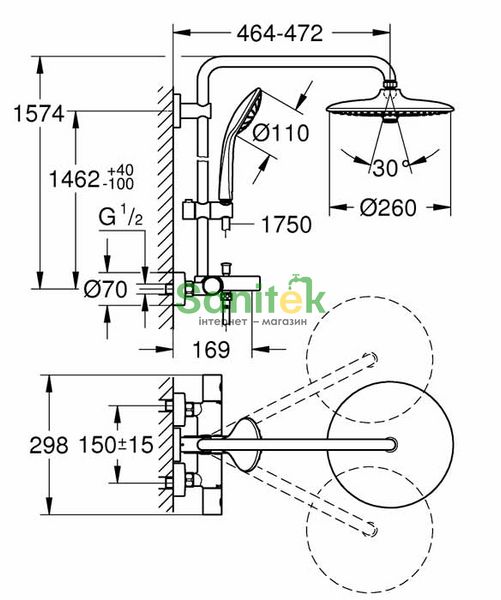 Душова система Grohe Euphoria System 27475002 з термостатом (хром) 516001 фото