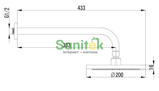 Верхній душ Imprese Jesenik VR-10140(S) (200 мм) з тримачем хром 123302 фото
