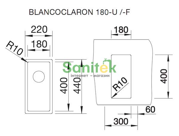 Кухонна мийка Blanco Claron 180-U (521565) 8308 фото