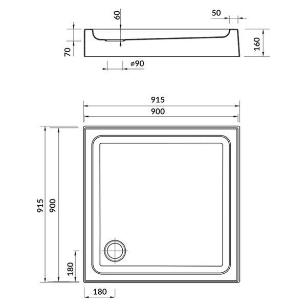 Душова кабіна Cersanit Brasco 90x90 (S168-012) профіль чорний/скло прозоре + піддон S204-012 986651 фото