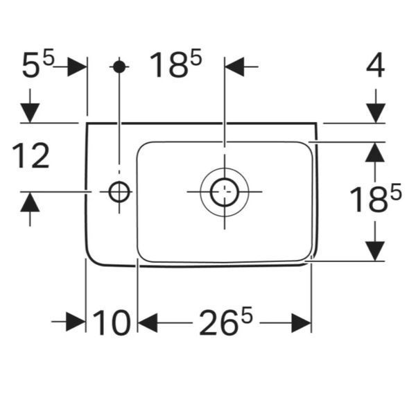 Умивальник Geberit Selnova Compact 40x25 см 501.518.00.7 (лівий) 696412 фото