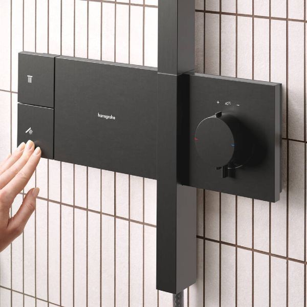 Душова система Hansgrohe Raindance Alive Q 340/210 1jet ShowerSelect Comfort 24580340 з термостатом (Brushed Black Chrome) 987227 фото