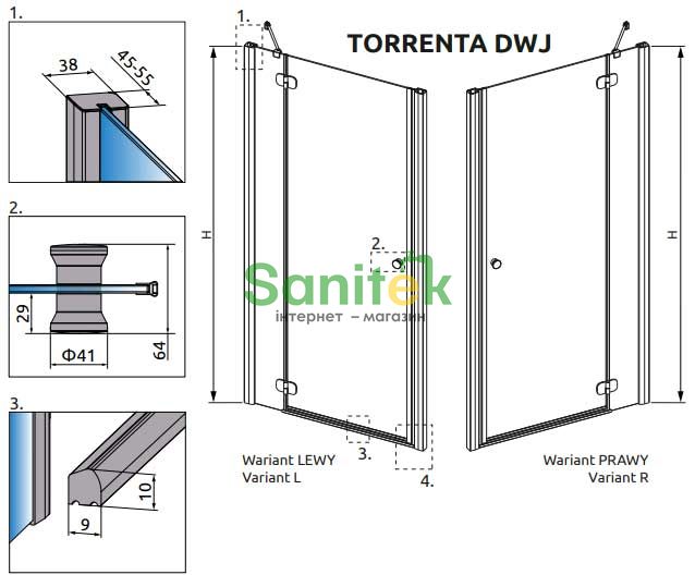 Душові двері Radaway Torrenta DWJ 110/L (31940-01-05N) профіль хром/скло графіт (ліва) 209291 фото
