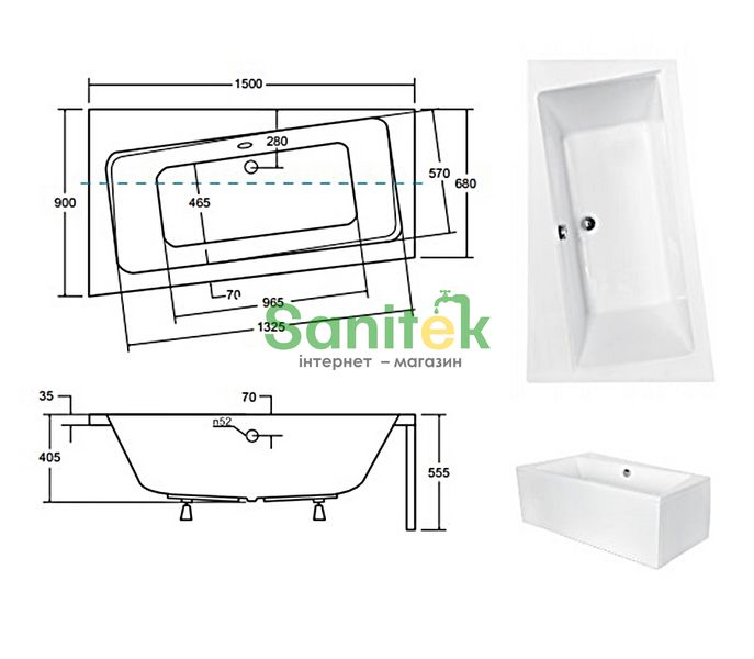 Ванна акрилова Besco Infinity 150x90 (WAI-150-NL) без ніжок, ліва 371384 фото