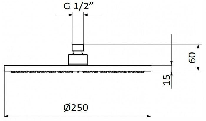 Верхній душ GRB 05020022 (250 мм) чорний матовий 309771 фото