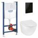 Комплект інсталяції Grohe Solido 2 в 1 38971000 + Панель змиву для унітазу Grohe Even Black 38966KV0 + Унітаз безободковий Kroner Harz WHI493736 RIMLESS з сидінням Slim Duroplast / Soft-close 995161 фото 1