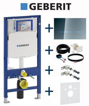 Инсталляция для унитаза Geberit Duofix Sigma 111.300.00.5 5в1 (клавиша Sigma 80 бесконтактная электронная 230 В стекло зеркальное) 693235 фото