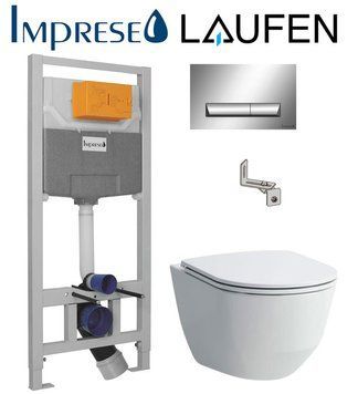 Комплект инсталляции Imprese i8120 с унитазом Laufen Pro Rimless H8669570000001 с сиденьем Slim Soft Close 371889 фото