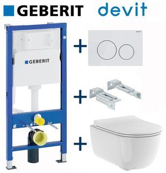 Комплект інсталяції Geberit Duofix 458.103.00.1+115.127.11.1 з унітазом Devit Devit Art 2.0 3020140 Clean Pro з сидінням soft-close 743585 фото