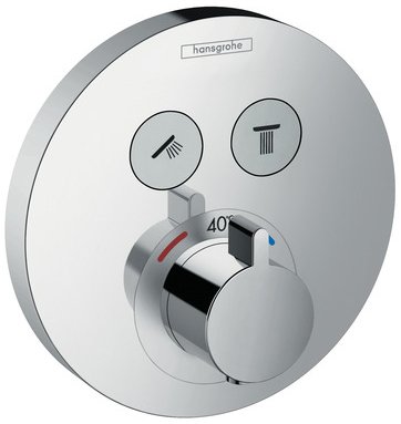 Змішувач для ванни та душу Hansgrohe ShowerSelect S 15743000 + Ibox 01800180 прихованого монтажу з термостатом (хром) 134619 фото