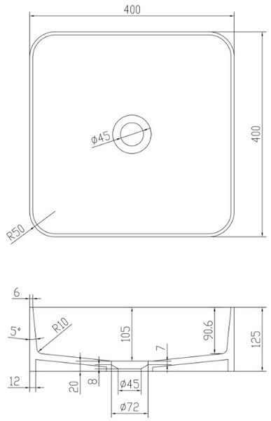 Умивальник Volle Solid surface 40x40 см 13-40-210 240753 фото