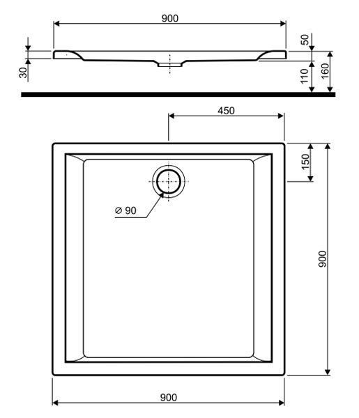 Душовий піддон Kolo Pacyfik 90x90 (XBK0790000) квадратний 153359 фото