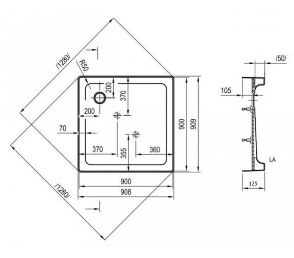 Душевой поддон Ravak Modena 90x90 Slim (XАU0000031) квадратный с сифоном 350948 фото