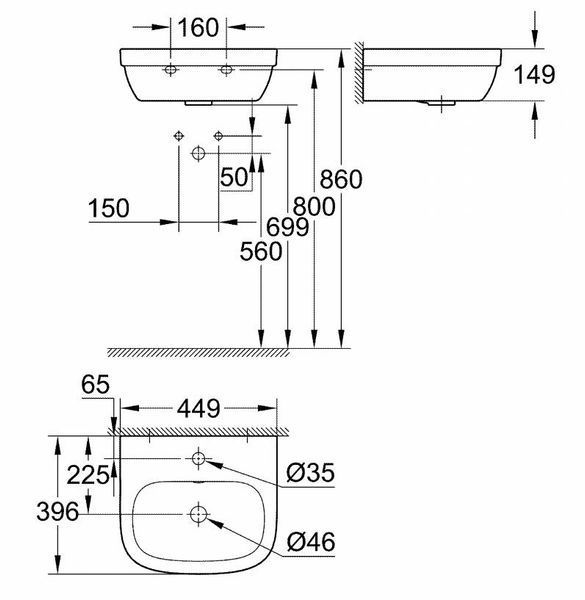 Умывальник Grohe Euro Ceramic 45x40 см 3932400H PureGuard 277284 фото