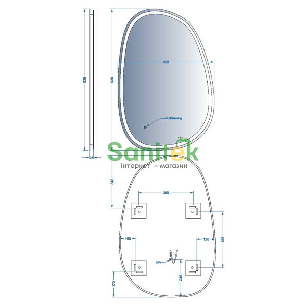 Зеркало для ванной комнаты Devit Style 90x60 (5416090) с LED подсветкой и тачсенсором 824072 фото