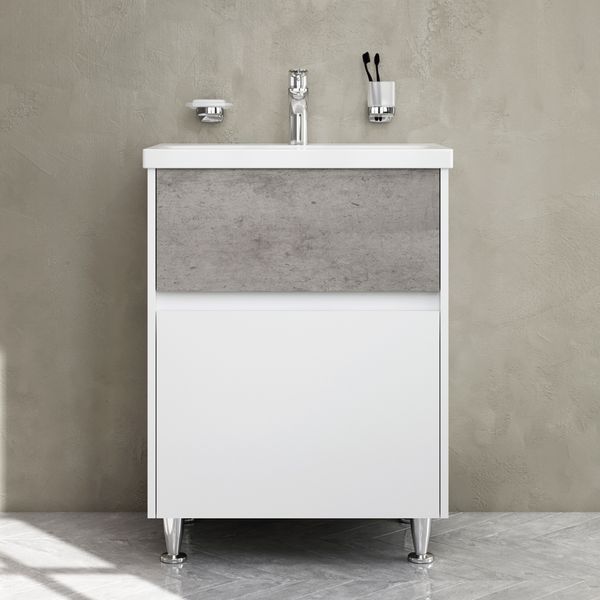 Тумба з умивальником Am.Pm Gem S 60 см (M91-FSX0602-WC0602BF38) білий/базальт 534822 фото