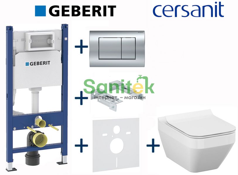 Комплект інсталяції Geberit Duofix 458.126.00.1+115.137.21.1 з унітазом Cersanit Crea Clean On з сидінням Soft Closing 696914 фото