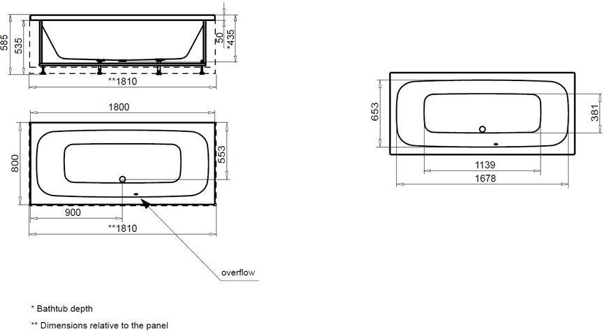 Ванна акриловая Am.Pm Sense 180x80 (W75A-180-080W-A) 125398 фото