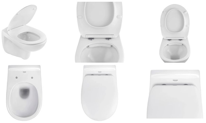 Унитаз подвесной Kroner Oker WHI533536 (KO533536WHIR) Rimless с сиденьем Soft-close 956344 фото