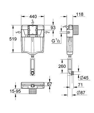Бачок прихованого монтажу Grohe GD2 38661000 25984 фото