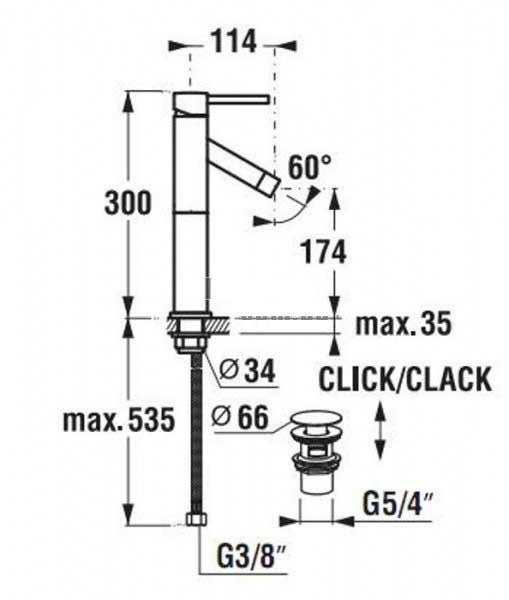 Змішувач для умивальника Jika Mio H3117180040021 Click-Clack (хром) 132470 фото