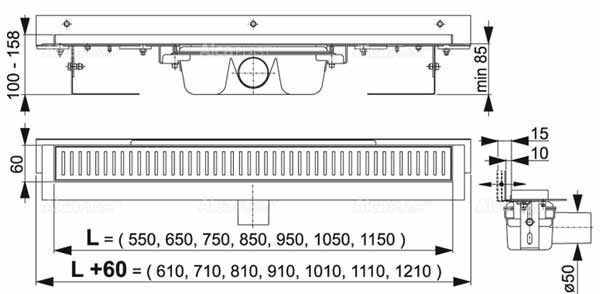 Душевой трап Alcaplast APZ4- 950 141623 фото