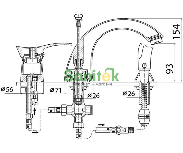 Смеситель для ванны Ferro Loretta BLA11A на 3 отверстия 165242 фото