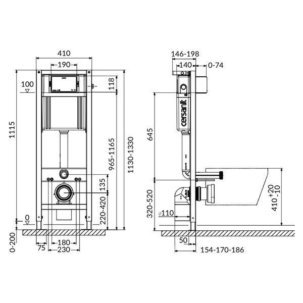 Инсталляция для унитаза Cersanit Aqua 22 QF Сет B357 (S701-490) клавиша Movi чёрная матовая 545183 фото