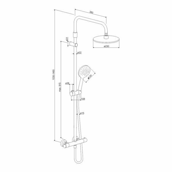 Душевая система Damixa Option DX218091300 с термостатом (черный) 693733 фото