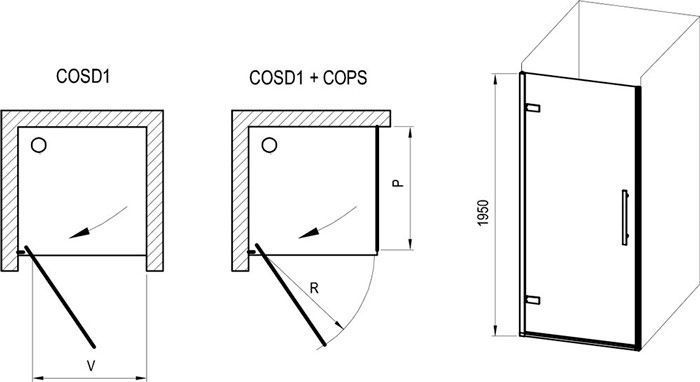 Душевая дверь Ravak Cool COSD1-80 (X0VV40300Z1) черный профиль/стекло Transparent 826704 фото
