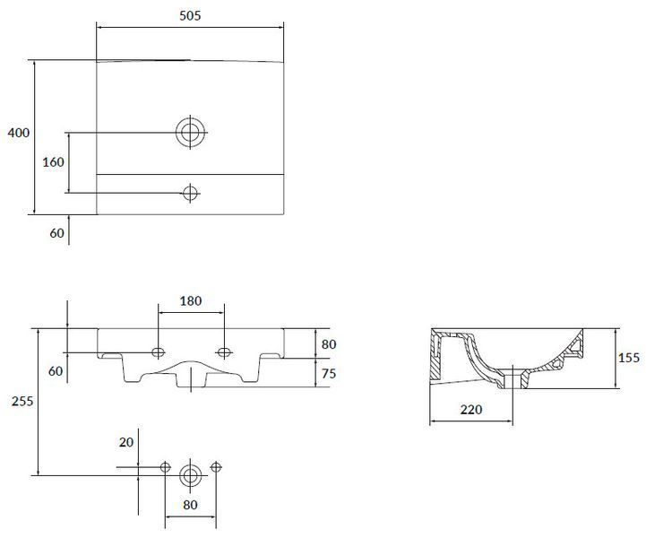 Умивальник Cersanit Larga 50x40 см K120-008 (CCWF1008481904) 695169 фото