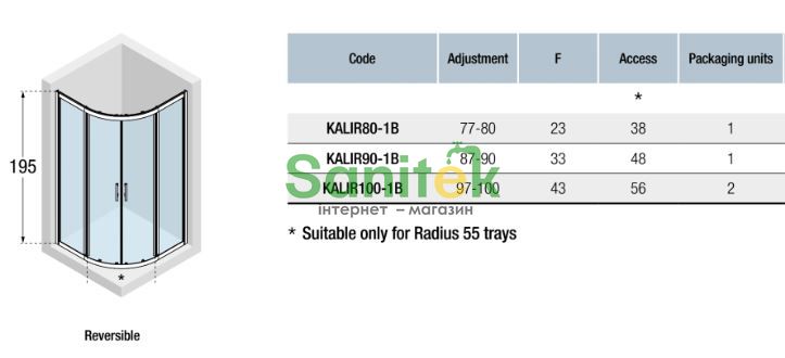 Душова кабіна Novellini Kali R 90x90 (KALIR90-1B) профіль сріблястий/скло прозоре 273871 фото