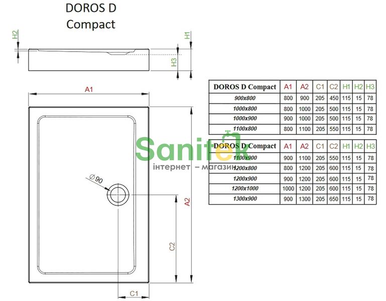 Душевой поддон Radaway Doros D Compact 100x90 (SDRD1090-05) 208614 фото