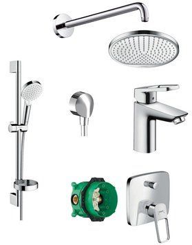Душевая система Hansgrohe Logis Loop 1122019 (71151000+26553400+71264000+01800180+27454000+27413000+26723000) + смеситель для умывальника Hansgrohe 311008 фото