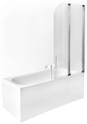 Шторка для ванни Besco Ambition 2 80,5x140 (PA-2S) профіль хром/скло прозоре 371236 фото