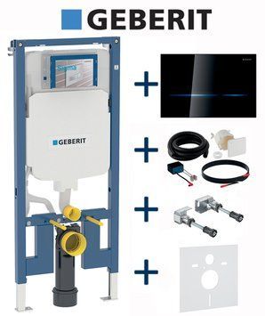 Инсталляция для унитаза Geberit Duofix Sigma 111.796.00.1 5в1 (клавиша Sigma 80 бесконтактная электронная 230 В стекло чёрное) 693237 фото