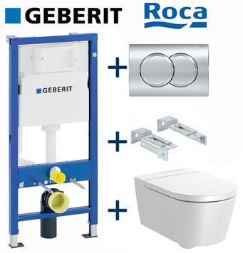 Комплект інсталяції Geberit Duofix 458.103.00.1+115.107.21.1 з унітазом Roca Inspira Round Rimless A346527000 з сидінням Soft Closing 773347 фото