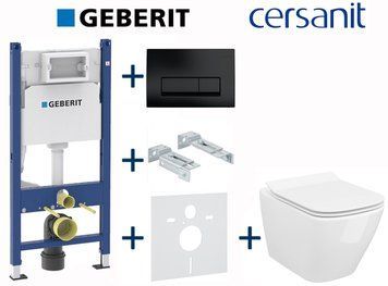 Комплект инсталляции Geberit Duofix 458.126.00.1+115.119.DW.1 с унитазом Cersanit City Square Clean On с сиденьем Soft Closing 696856 фото