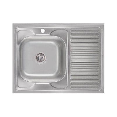 Кухонна мийка Lidz 6080-L Satin 0,6 мм (LIDZ6080L06SAT) накладна ліва 374517 фото
