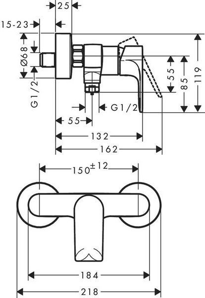 Смеситель для душа Hansgrohe Rebris E 72650000 (хром) 546711 фото