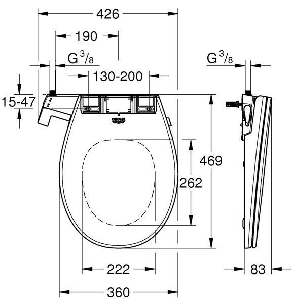 Сиденье для унитаза Grohe Bau Ceramic 39648SH0 с функцией биде Soft Close 308105 фото