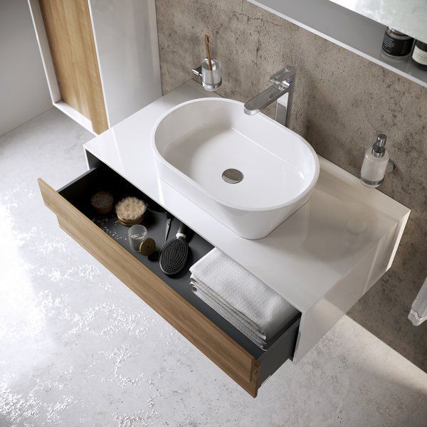 Тумба под умывальник Ravak Step SD 1000 (X000001418) со столешницей белый/орех 435713 фото