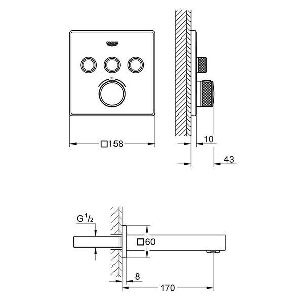 Душевая система Grohe Grohetherm SmartControl 310 26405SC2 (26563000+26405000+35600000+29126000+13303000) с термостатом 325672 фото