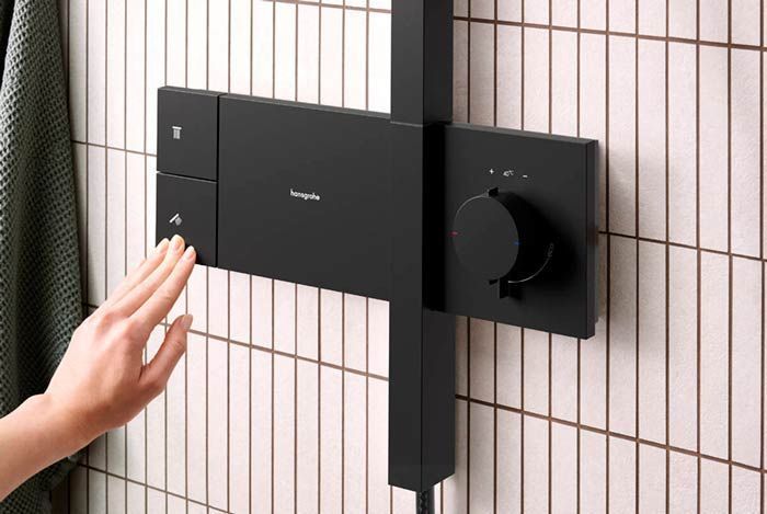 Душова система Hansgrohe Raindance Alive Q 340/210 1jet ShowerSelect Comfort 24580670 із термостатом (чорний матовий) 987228 фото